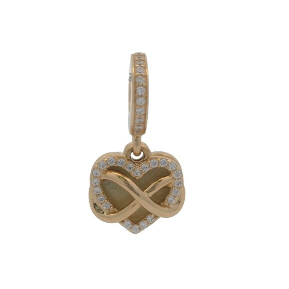 Pandora Solid 14kt Yellow Gold CZ and Enamel Infinity Heart Family Dangle Charm - Picture 5 of 10